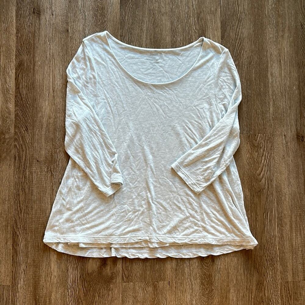 J. Jill Light Supersoft 3/4 Sleeve Elliptical Tee Heather Grey Medium Petite